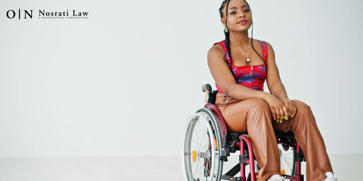 Lady sitting on a wheelchair